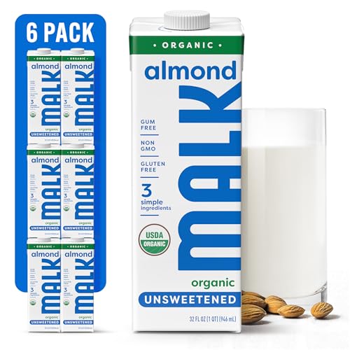 MALK Organic Unsweetened Almond Milk 32oz (Pack of 6)