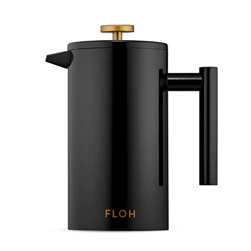 Floh 34oz French Press - Black Stainless Steel