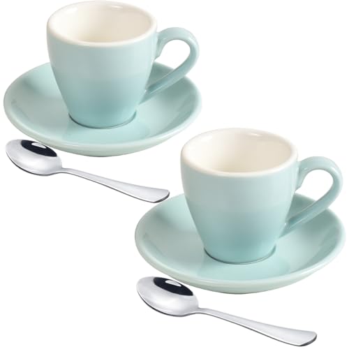 ionEgg Porcelain Espresso Cups Set - Blue, 2.7oz (2-Pack)