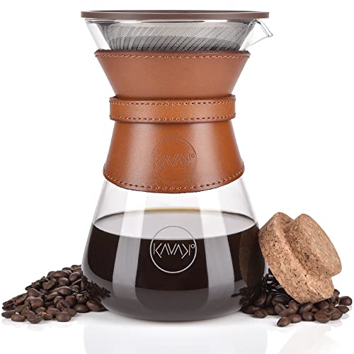 Kavako Pour Over Coffee Maker with Steel Filter (37oz)