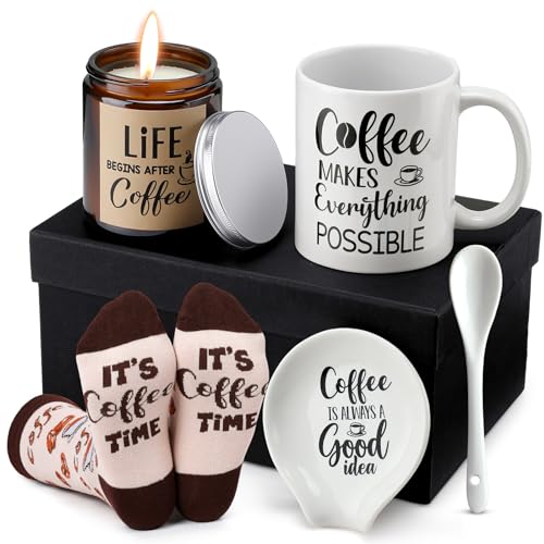 Vabean Coffee Lover's 5-Piece Gift Set with Mug & Candle