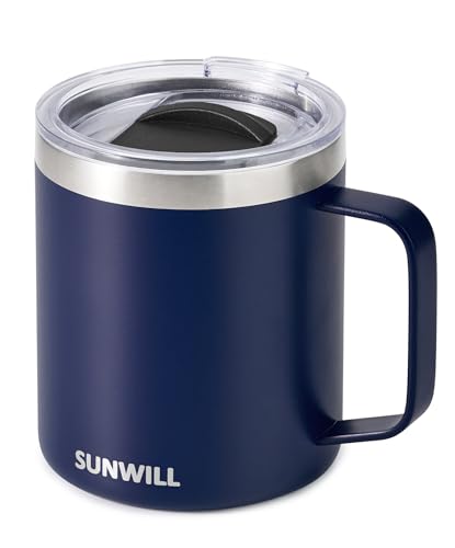 SUNWILL 14oz Insulated Travel Coffee Mug with Handle