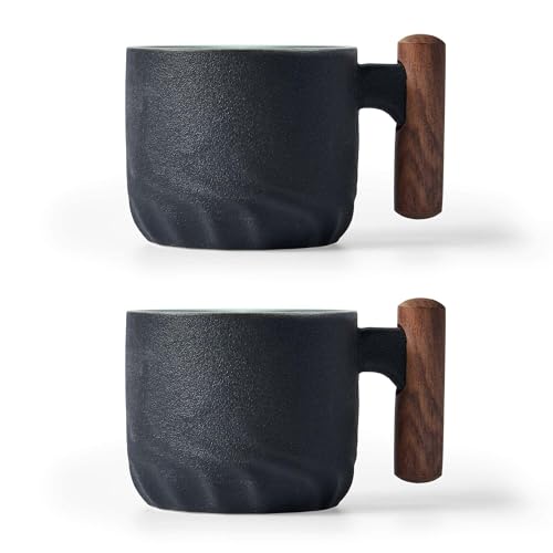 BlogBlog Ceramic Espresso Cups with Wood Handles (2 Pack)