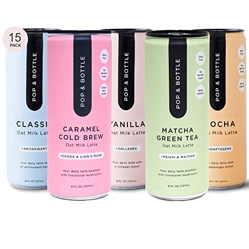 Pop & Bottle Oat Milk Latte Variety Pack (15 Cans)
