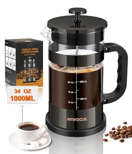 AMFOCUS French Press Coffee Maker - 34oz Dark Pewter