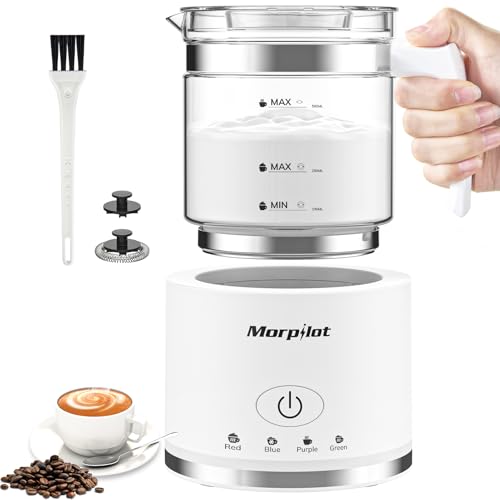 Morpilot Electric Milk Frother 16.9oz Glass Steamer