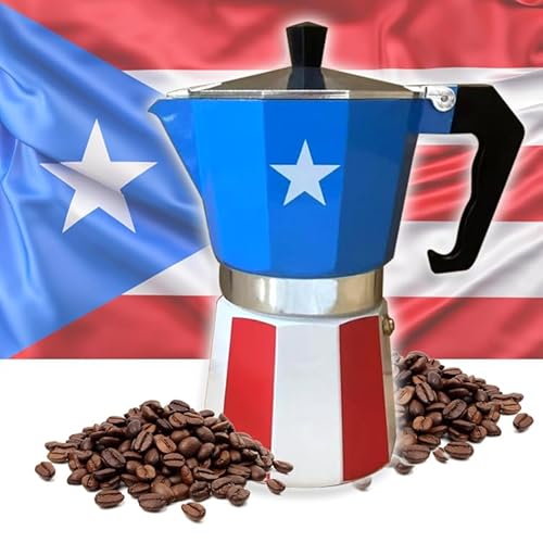 PRK 14 Puerto Rico Aluminum Moka Pot with Flag Design