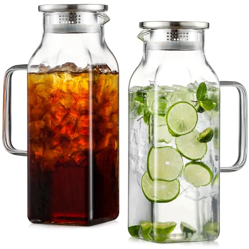 NETANY Glass Pitcher Set - 2L Square Borosilicate Jugs
