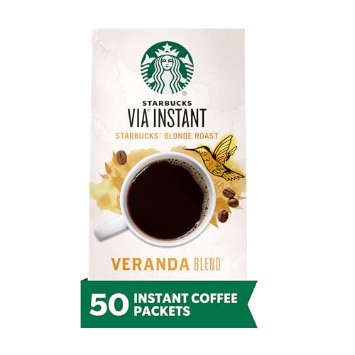 Starbucks VIA Instant Coffee - Veranda Blend Light Roast, 50 Single-Serve Packets