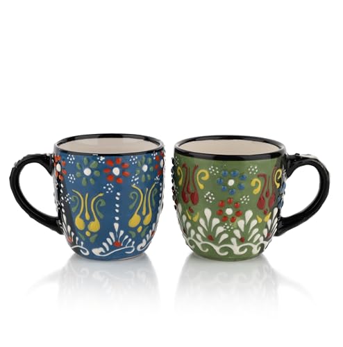 Ceramicci 4oz Espresso Cups Set of 2 - Green/Blue