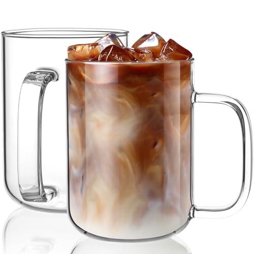 BWODYAY Glass Coffee Mugs 20oz Set of 2