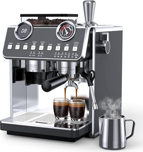 QJA Espresso Machine with Built-in Grinder & Steam Wand