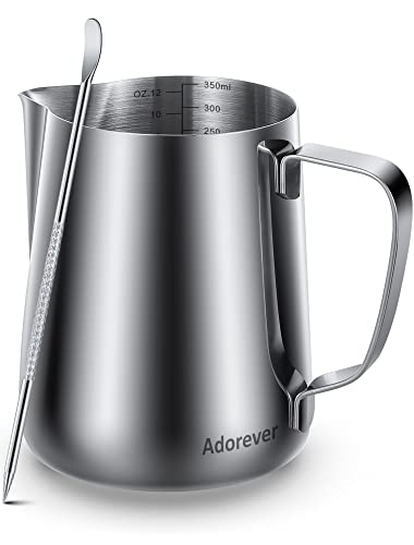 Adorever Milk Frothing Pitcher with Latte Art Pen - 12oz