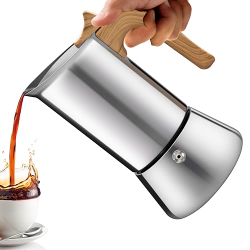 Vaolvpant 4-Cup Stainless Steel Moka Pot