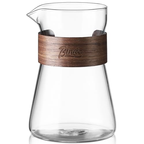 Bincoo 16oz Glass Coffee Carafe with Wood Handle