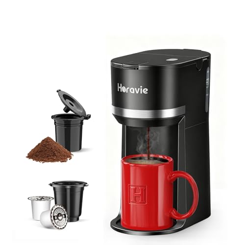 Horavie Mini Single Serve Coffee Maker K-Cup & Ground