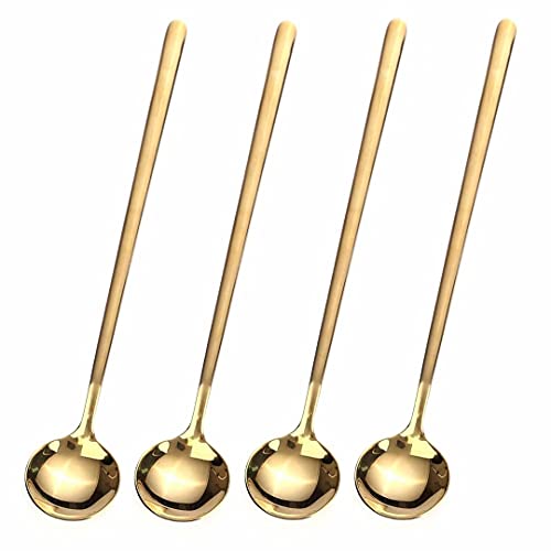 GENRICE Gold Long Handle Spoons Set of 4 - 6.7 Inch