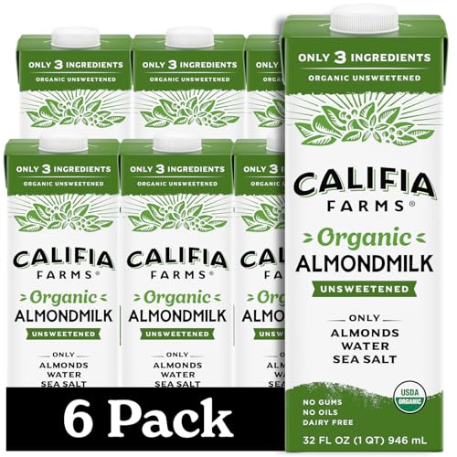 Califia Farms Organic Unsweetened Almond Milk 32oz 6-Pack