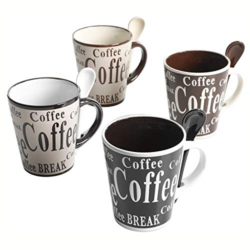 Mr. Coffee Bareggio Mug Set 8-Piece with Spoons 14oz