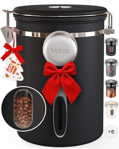 Veken 22oz Coffee Canister with Window - Black