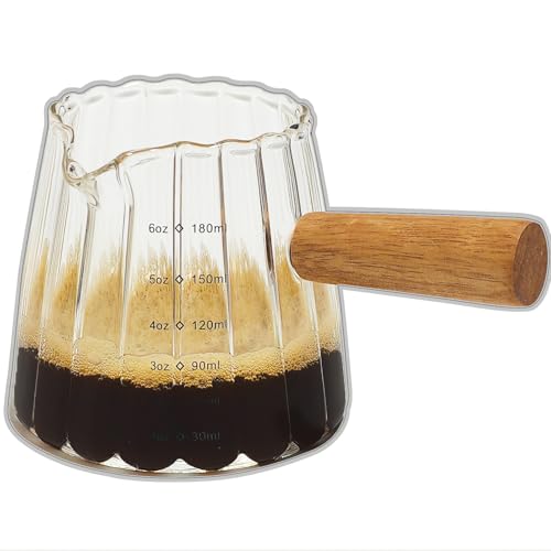 TIWPAJS 6oz Glass Espresso Measuring Cup with Spout