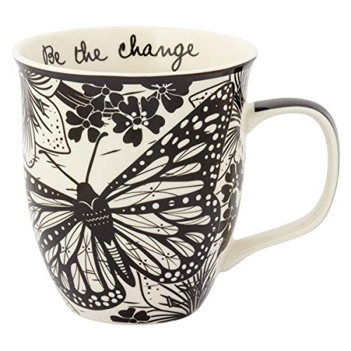 Karma Boho Butterfly Coffee Mug - 16oz Black & White