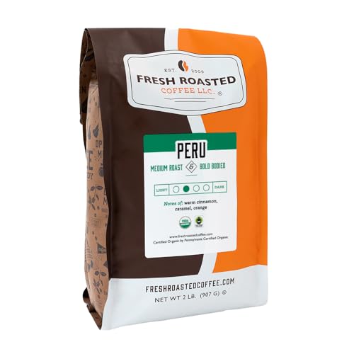 Organic Peru Coffee - Medium Roast Whole Bean, 2 lb