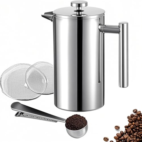 Meelio 12 oz Double-Wall Steel French Press