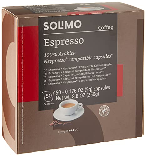 Solimo Medium Roast Espresso Capsules - 50 Count