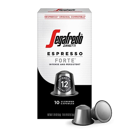 Segafredo Zanetti Forte Espresso Capsules - Extra Dark Roast, Intensity 12, Compatible with Nespresso Original - 10 Count