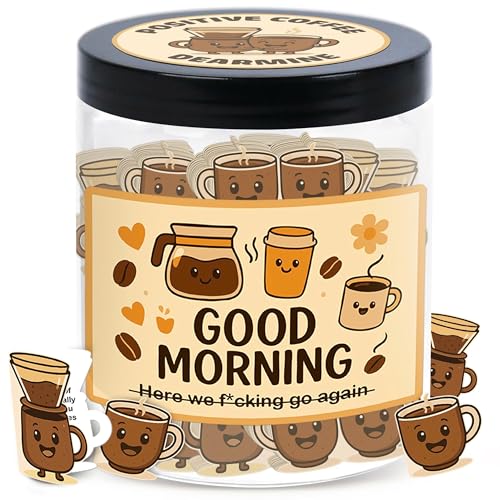 DEARMINE 60 Positive Coffee Affirmation Cards Gift Jar