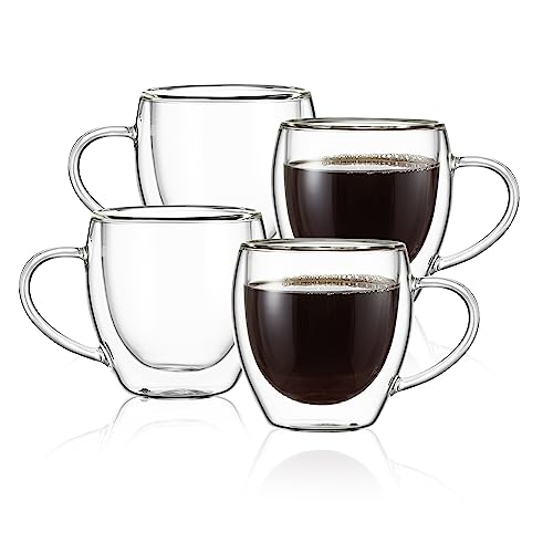 CNGLASS Double Wall Glass Espresso Mugs 5oz Set of 4