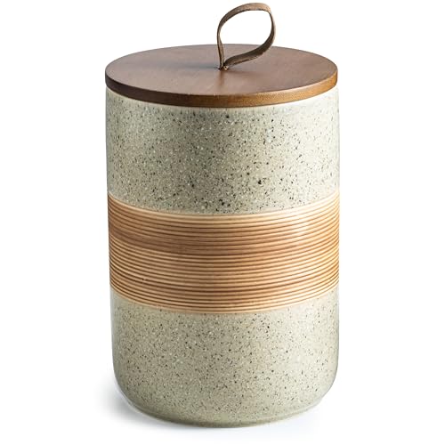 Miamolo Ceramic Coffee Storage Jars with Wood Lids