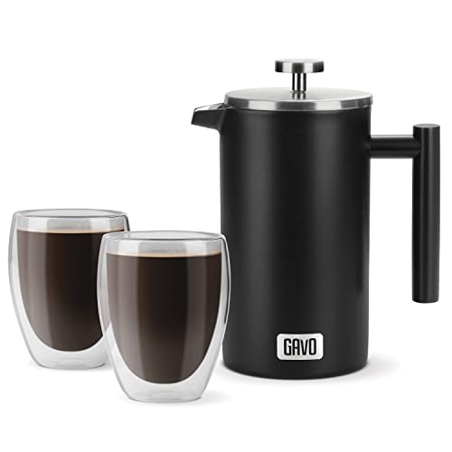 Gavo 34oz French Press with Cups & Filters