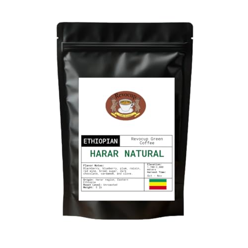 Revocup Ethiopian Harar Green Coffee Beans - 5lb Unroasted