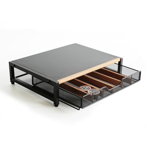 WILDMOS Coffee Pod Drawer Organizer with Wood Dividers