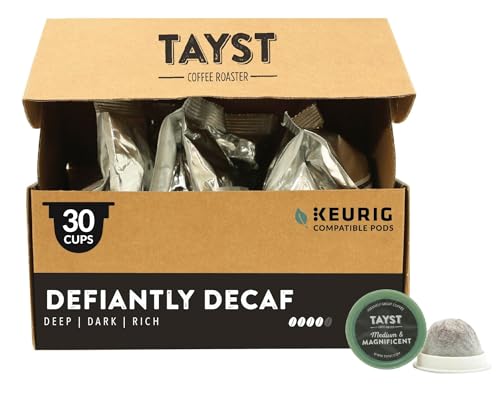 Tayst Defiantly Decaf Dark Roast Coffee Pods - Keurig Compatible, 30 Count