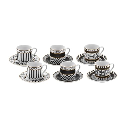 KARACA Turkish Coffee Cup Set - 6 Cups & Saucers
