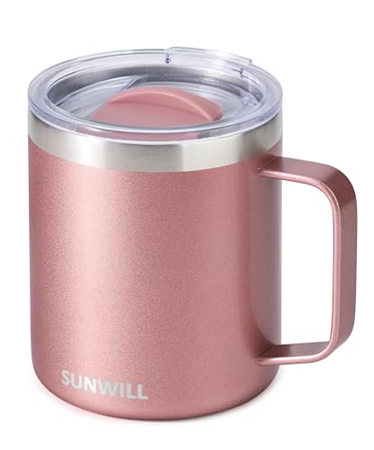 SUNWILL 14oz Insulated Travel Coffee Mug Rose Gold