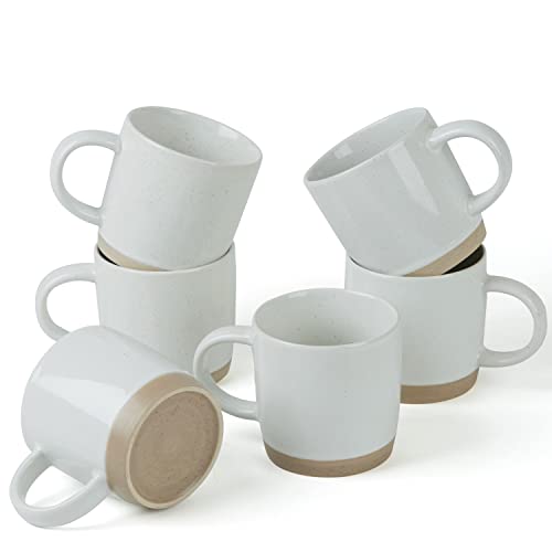 Famiware White Coffee Mugs Set of 6 - 13oz Ceramic