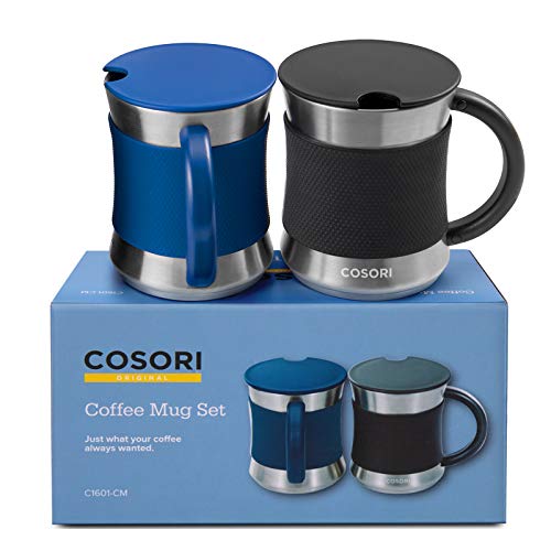 COSORI Stainless Steel Coffee Mugs Set of 2 with Lids
