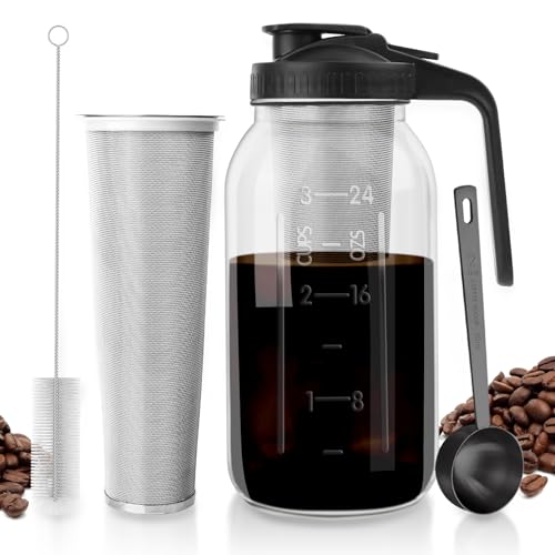 64oz Glass Cold Brew Coffee Maker with Steel Filter