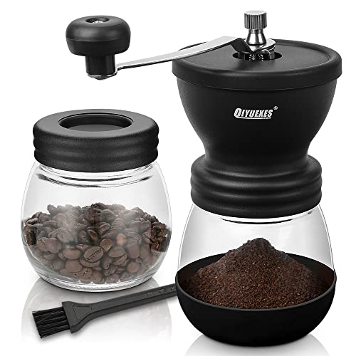 QIYUEXES Manual Coffee Grinder with Ceramic Burr