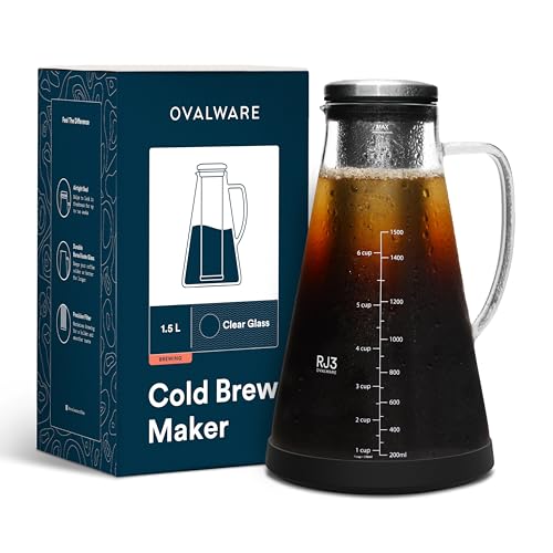 OVALWARE Cold Brew Coffee Maker 1.5L Glass Pitcher