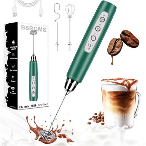 BSRGMS Rechargeable Milk Frother with 3 Whisks