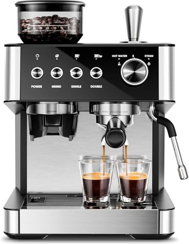 Kismile 15-Bar Espresso Machine with Built-In Grinder
