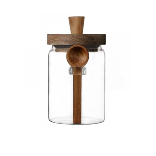 ANSQU Glass Storage Jar with Wooden Lid & Spoon 20oz