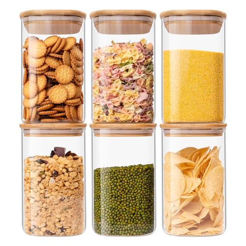 Liuruiyu Glass Storage Jars 37oz Set of 6 Square