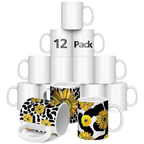 Dmsky Sublimation Mugs 11oz Blank White Ceramic 12-Pack