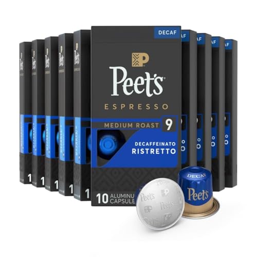 Peet's Decaf Espresso Capsules, Medium Roast, Nespresso Original Compatible, 100 Count